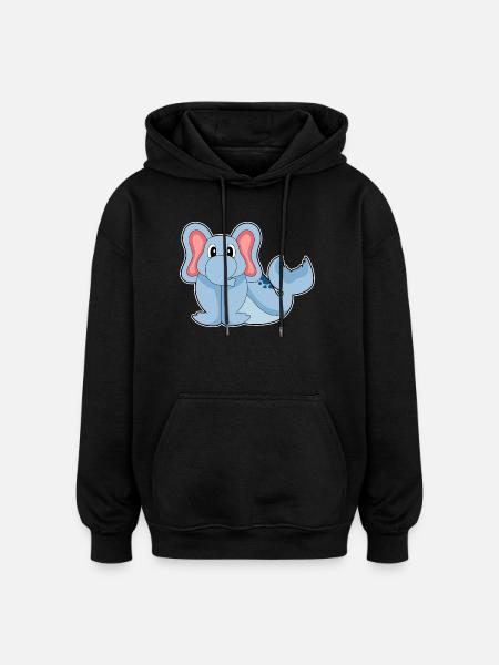 Eléphant de mer - Sweat à capuche oversize unisexe - noir
