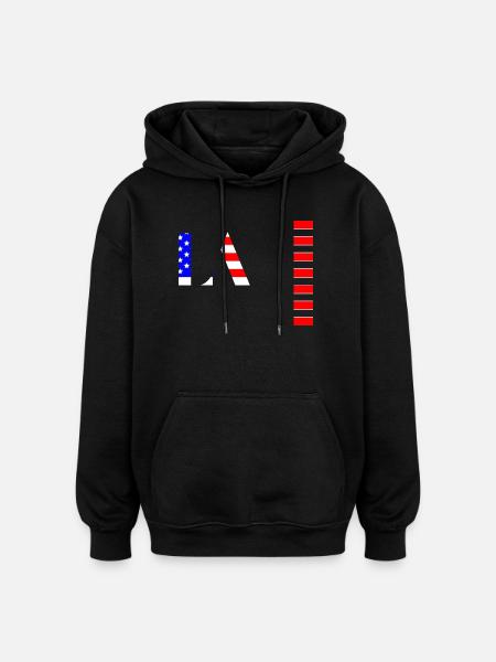 Flag Pattern with American Symbols - Oversized Unisex Hoodie - black
