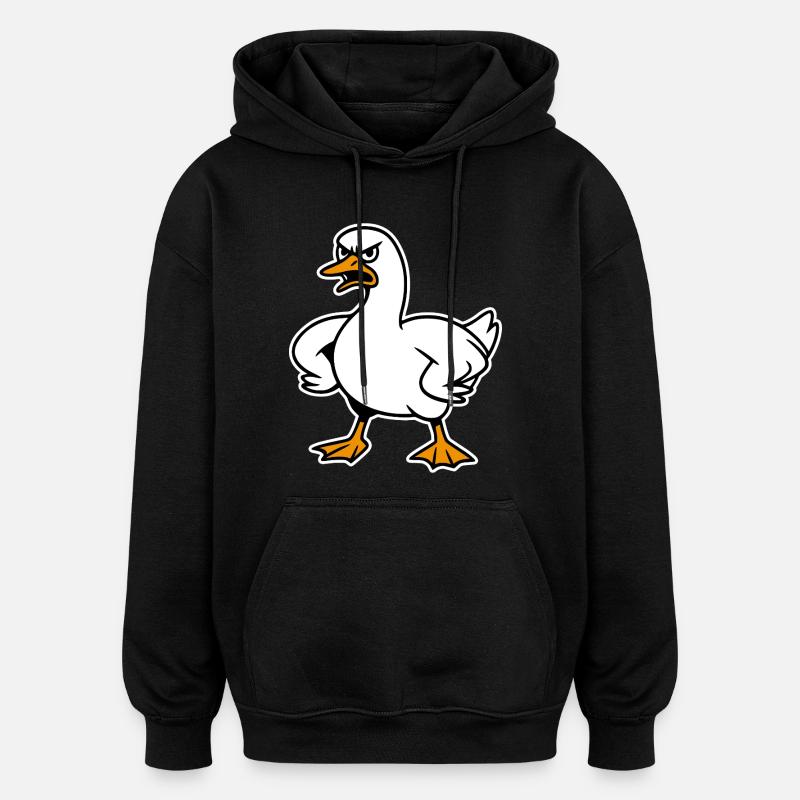 Drôle d’oie en colère - Sweat à capuche oversize unisexe - noir