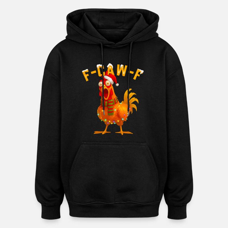 F-CAW-F Kyllingjulehumor - Oversized unisex-hettegenser - svart