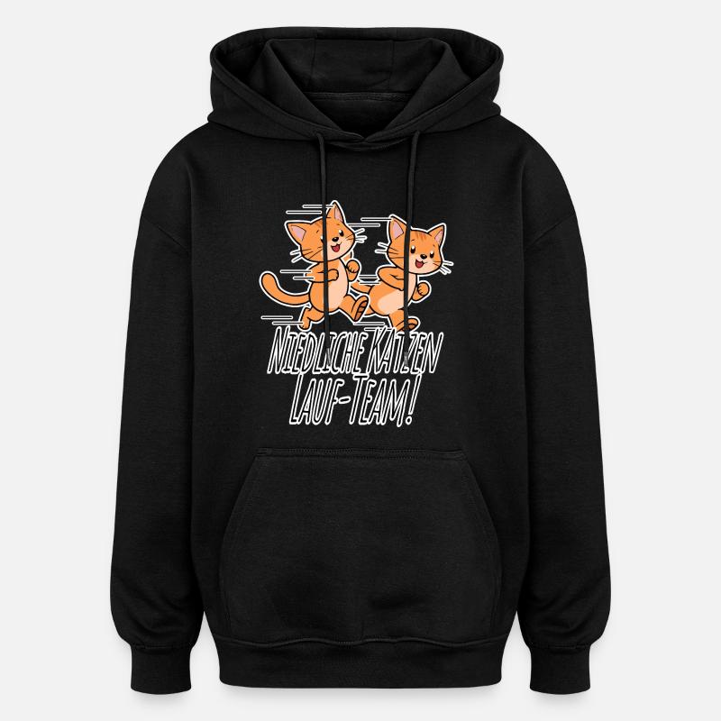 Équipe de course des chats mignons ! - Sweat à capuche oversize unisexe - noir