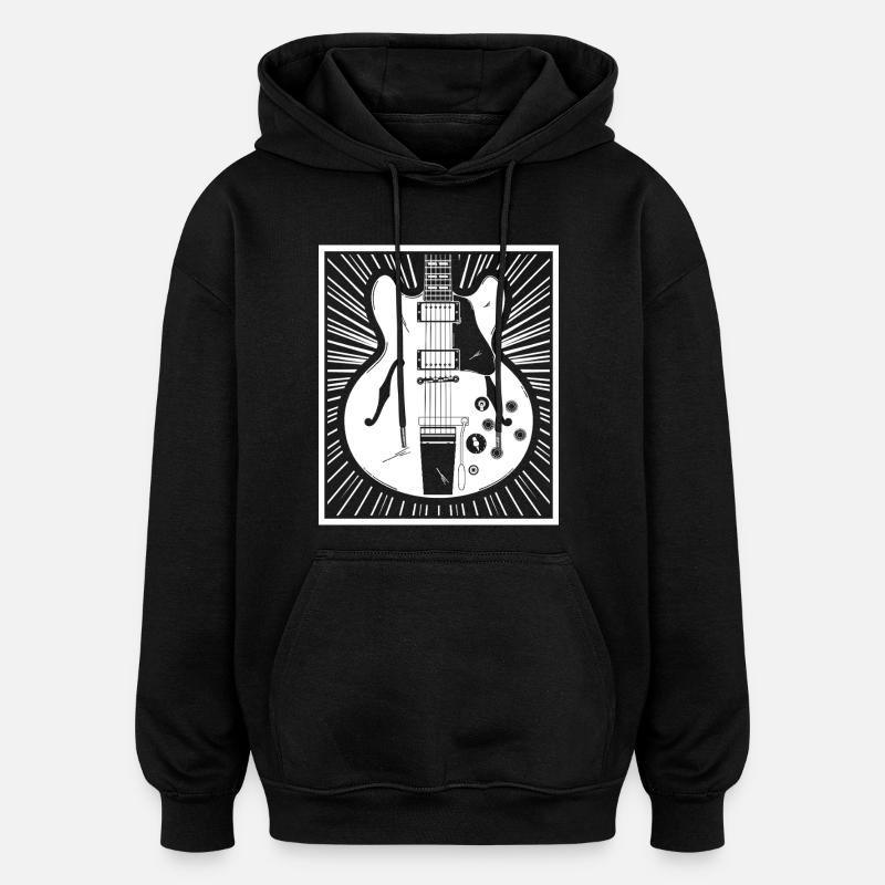Retro Guitar Silhouette Poster - Oversized Unisex Hoodie - black