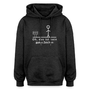 Pas bon signe – Humour de figurine brodante - Sweat à capuche oversize unisexe - charbon - Devant - Noah (186cm)