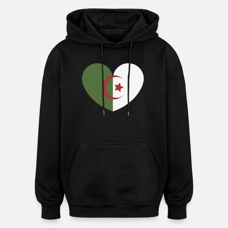 Drapeau du cœur de l’Algérie - Sweat à capuche oversize unisexe - noir