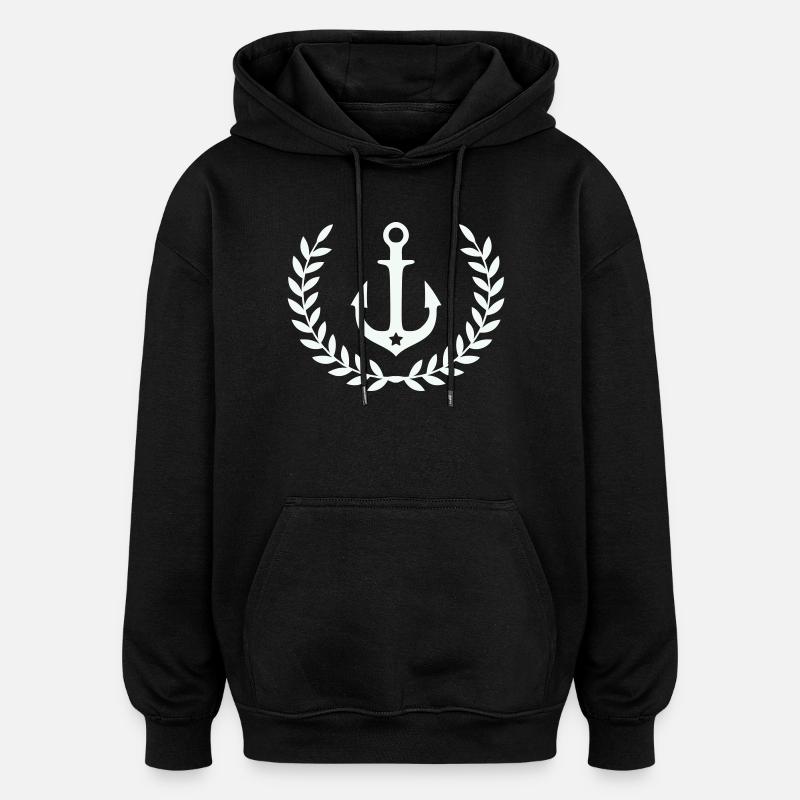 Anker im Lorbeerkranz - Oversized Unisex Hoodie - Schwarz