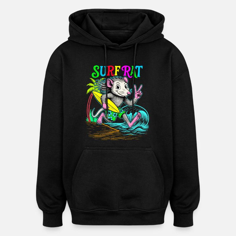 Surf Rat des Voiles - Sweat à capuche oversize unisexe - noir