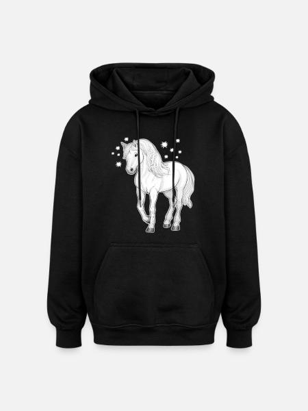 Cheval avec des étoiles - Sweat à capuche oversize unisexe - noir
