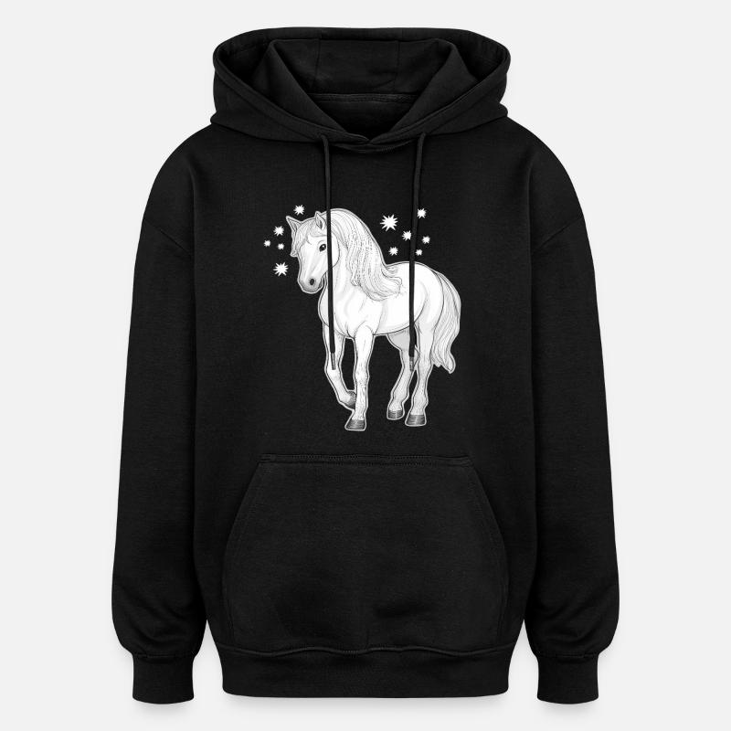 Cavallo con stelle - Felpa con cappuccio unisex oversize - nero
