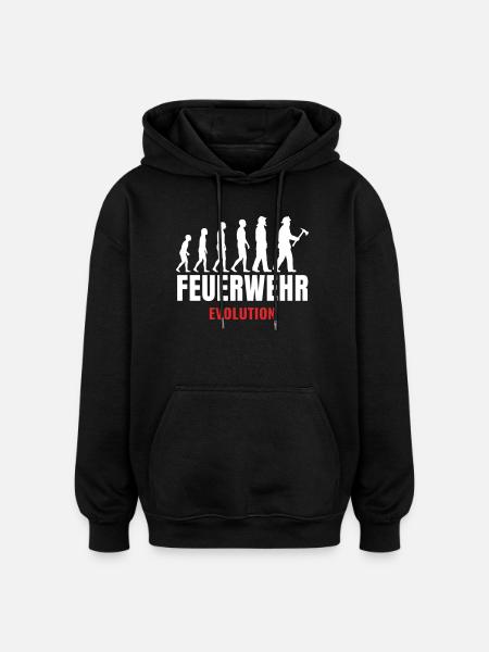 Feuerwehr Evolution Feuerwehrmann lustiger Spruch - Oversized Unisex Hoodie - Schwarz