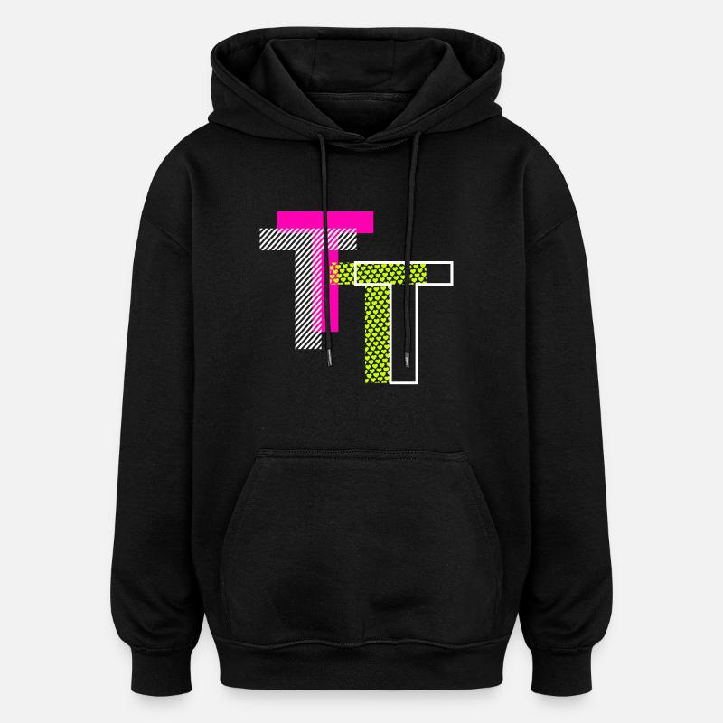 Lettre T - Sweat à capuche oversize unisexe - noir