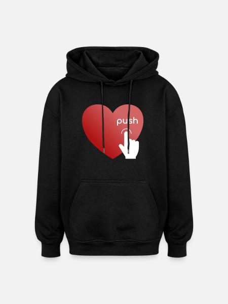 Push my Heart - Oversized Unisex Hoodie - black