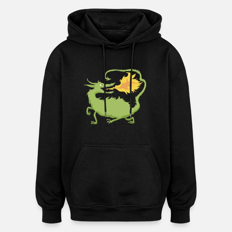 Feuerdrache - Oversized Unisex Hoodie - Schwarz