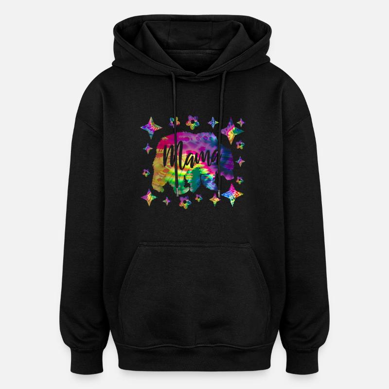 Mama Bear Batik Tie Dye - Oversized Unisex Hoodie - black