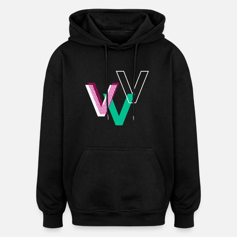 Lettre V - Sweat à capuche oversize unisexe - noir