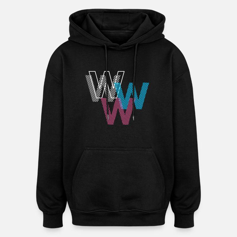 W Buchstabe - Oversized Unisex Hoodie - Schwarz