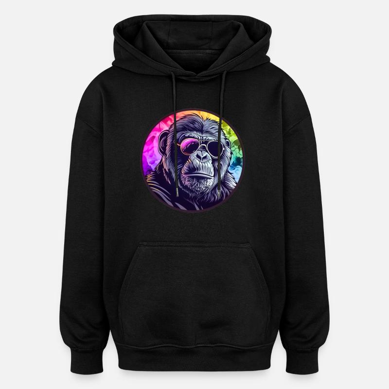 Cooler Gorilla mit Brille - Oversized Unisex Hoodie - Schwarz