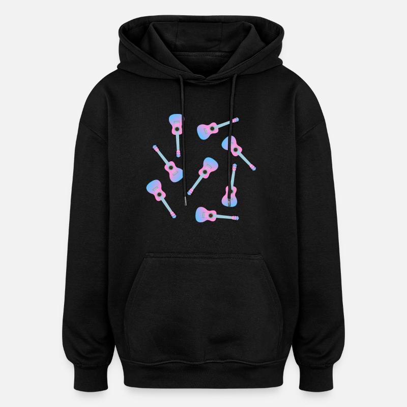 Pink Ukulele - Oversized Unisex Hoodie - black