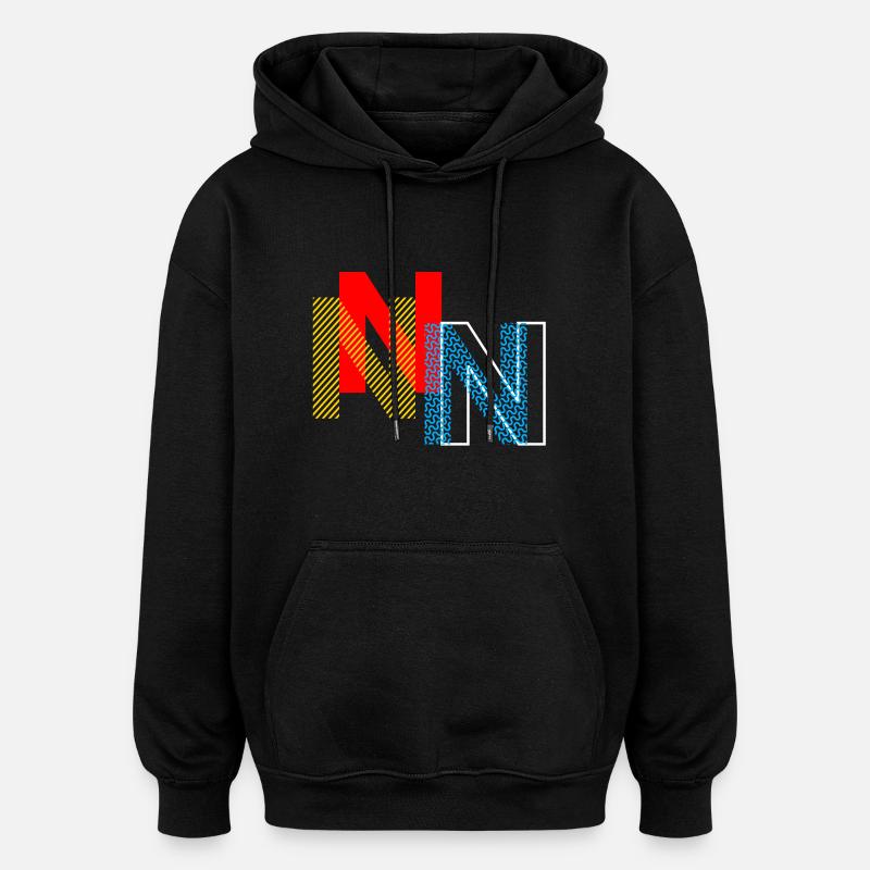 Buchstabe N - Oversized Unisex Hoodie - Schwarz