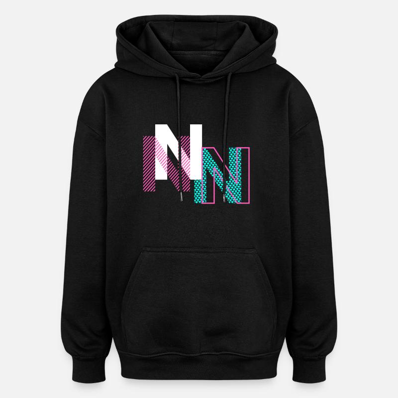 Conception de la lettre N - Sweat à capuche oversize unisexe - noir