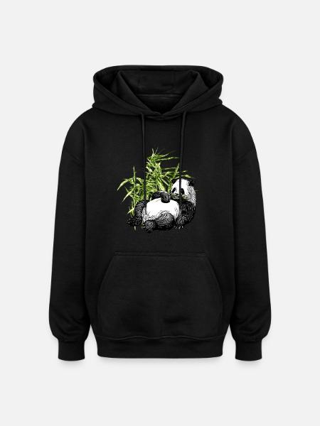 Panda - Sweat à capuche oversize unisexe - noir