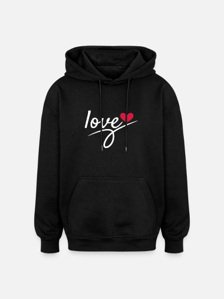Love Valentine's Day Romantic - Oversized Unisex Hoodie - black