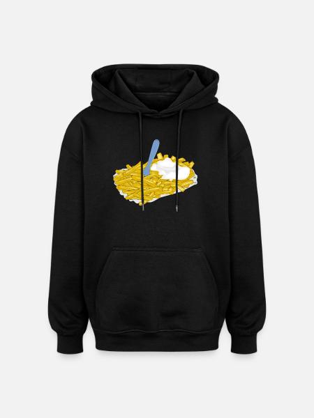 pommes frites - Sweat à capuche oversize unisexe - noir