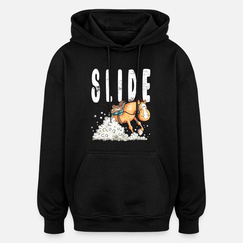 Westernpferd Slide - Oversized Unisex Hoodie - Schwarz