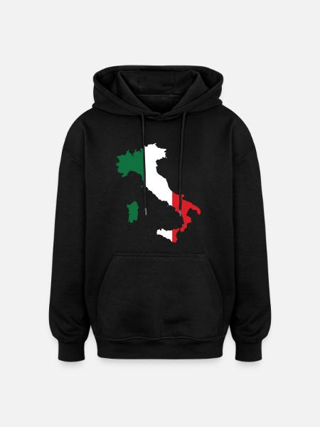 Italy Flag Map - Oversized Unisex Hoodie - black