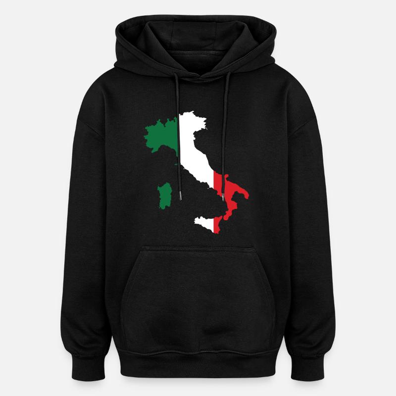 Italy Flag Map - Oversized Unisex Hoodie - black
