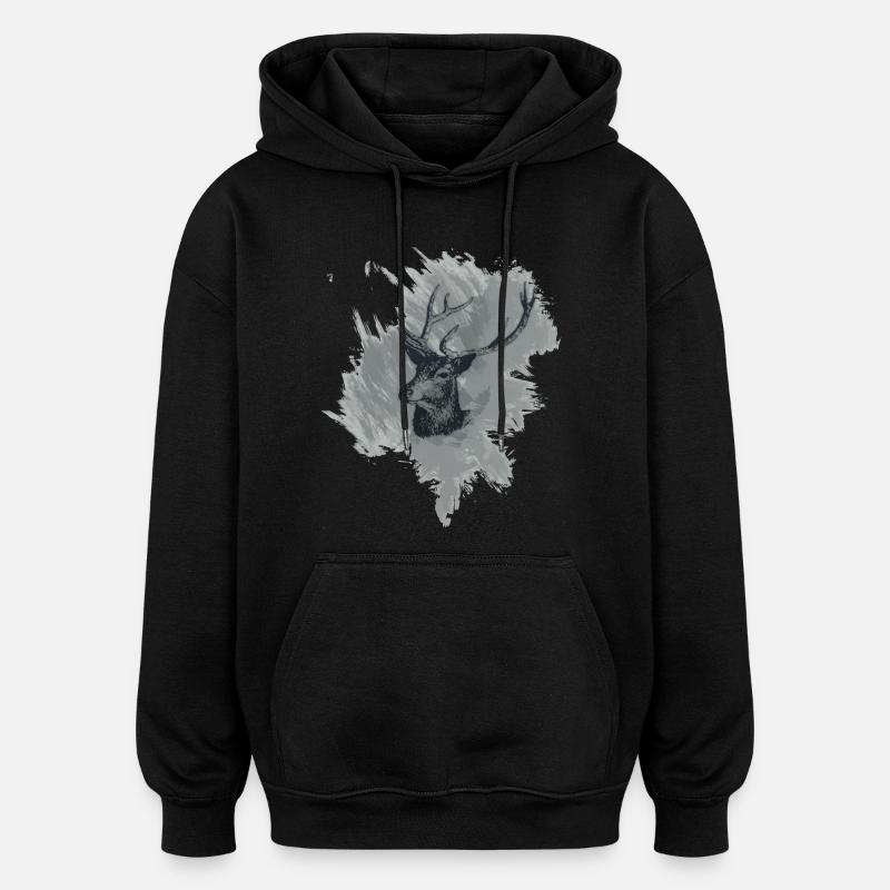 Hirschkopf - Prachtexemplar - Oversized Unisex Hoodie - Schwarz