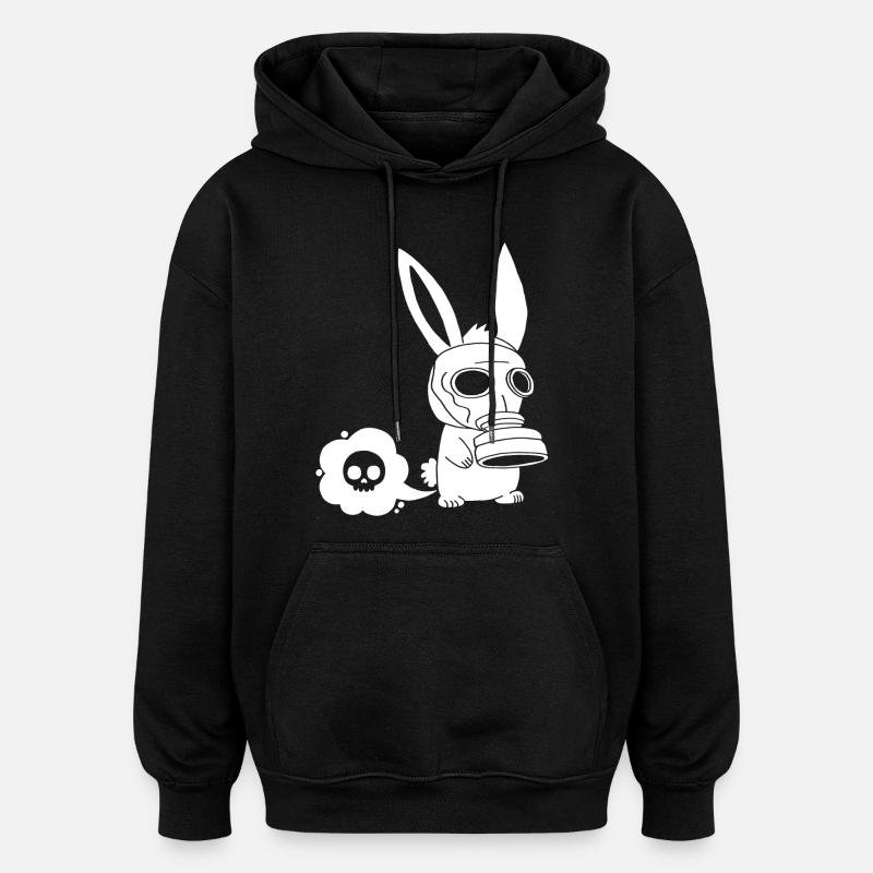 Lapin blanc qui pète - Sweat à capuche oversize unisexe - noir