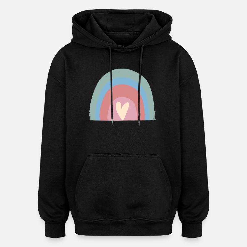 Pluie pastel Arc-en-ciel - Sweat à capuche oversize unisexe - noir