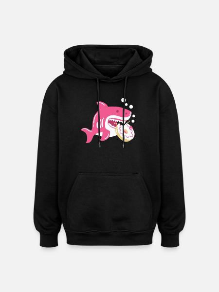 Donut und Hai - Oversized Unisex Hoodie - Schwarz