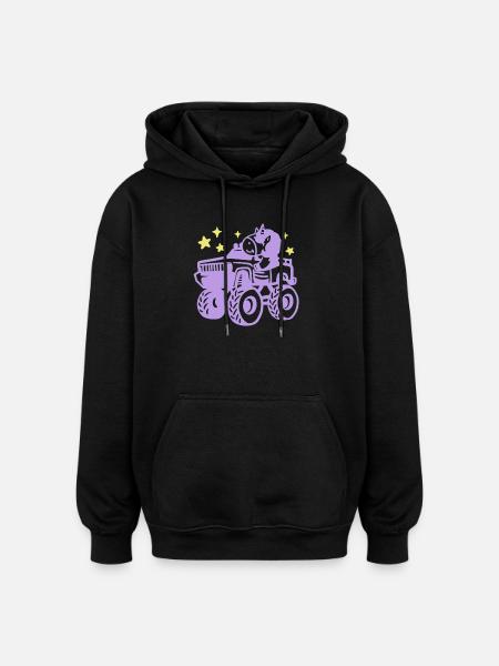 Einhorn im Monstertruck - Oversized Unisex Hoodie - Schwarz