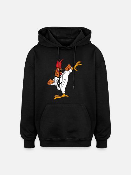 Rooster and Karate - Oversized Unisex Hoodie - black