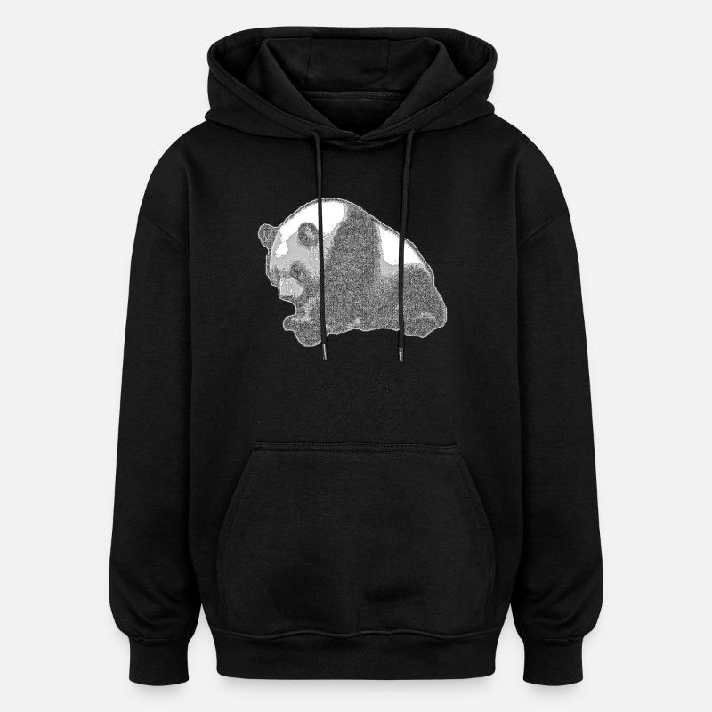 Panda grand - Sweat à capuche oversize unisexe - noir
