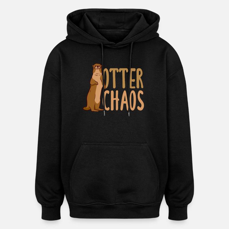 Jeu de mots Sea Otter Cartoon - Sweat à capuche oversize unisexe - noir