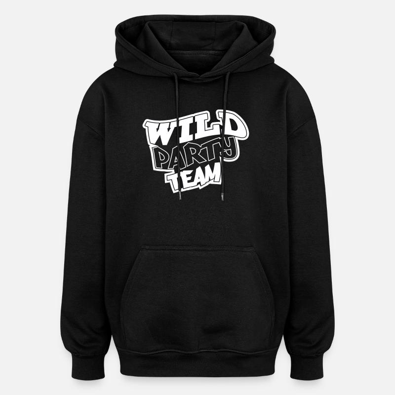 Wild Party Team Graffiti Motif - Oversized Unisex Hoodie - black