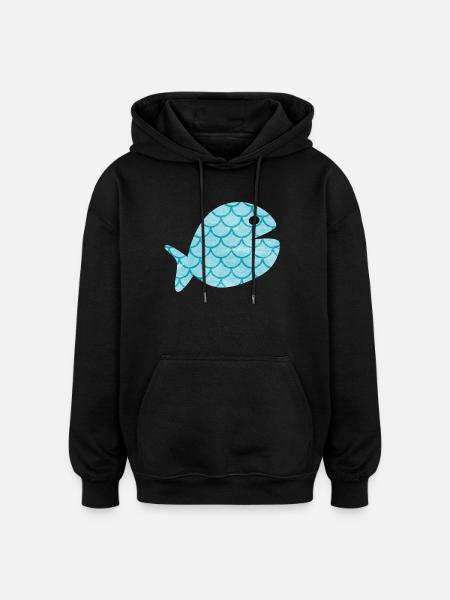Fish Scales Pattern Sea Maritime Ocean Hamburg - Oversized Unisex Hoodie - black