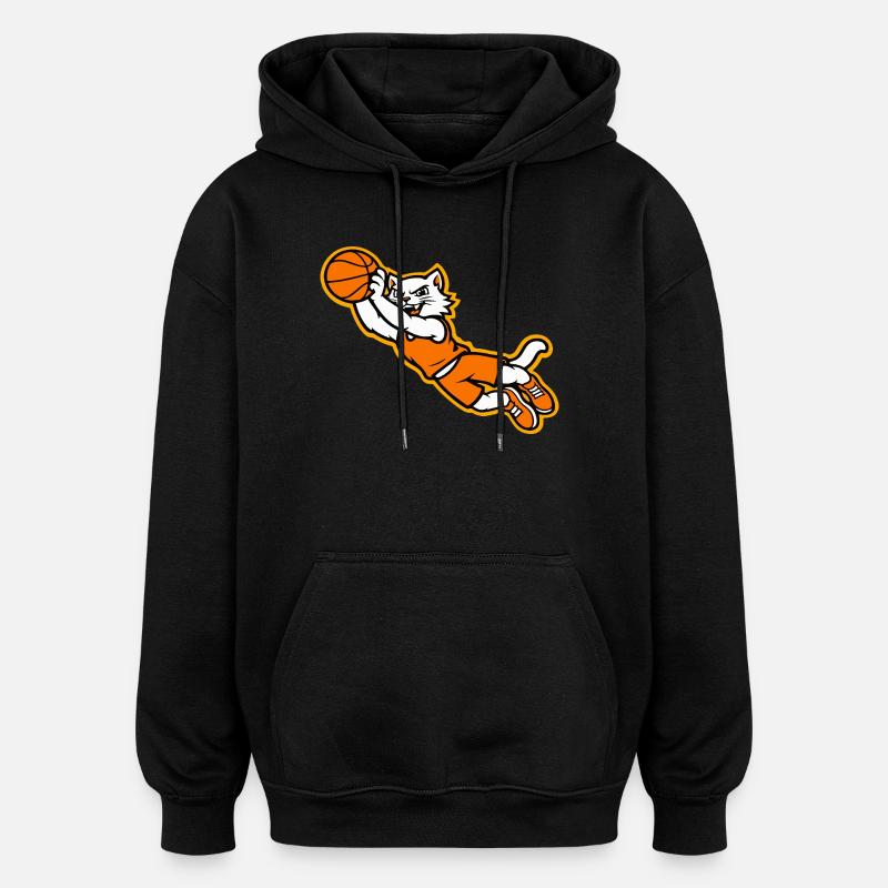 Wildcat-Basketball Flying Dunk Maskottchen - Oversized Unisex Hoodie - Schwarz