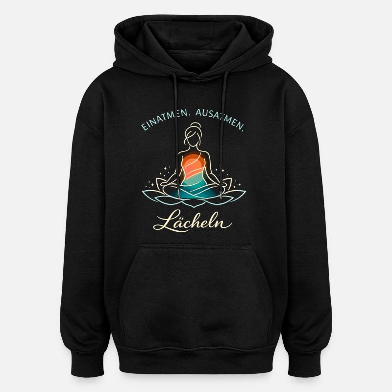 Inspire, expire, sourire - Cadeau de yoga - Sweat à capuche oversize unisexe - noir