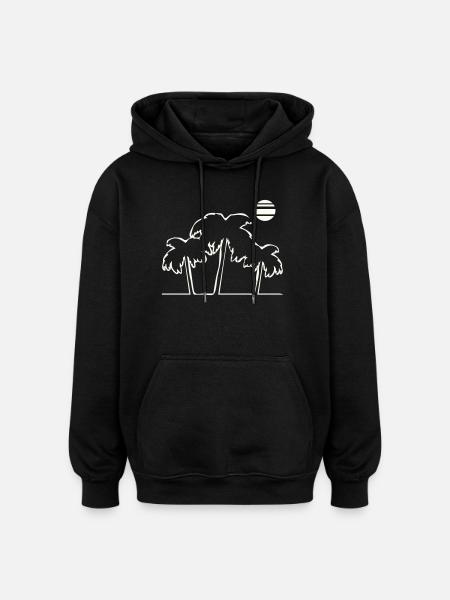 Tropical palm trees in sunset - Oversized Unisex Hoodie - black
