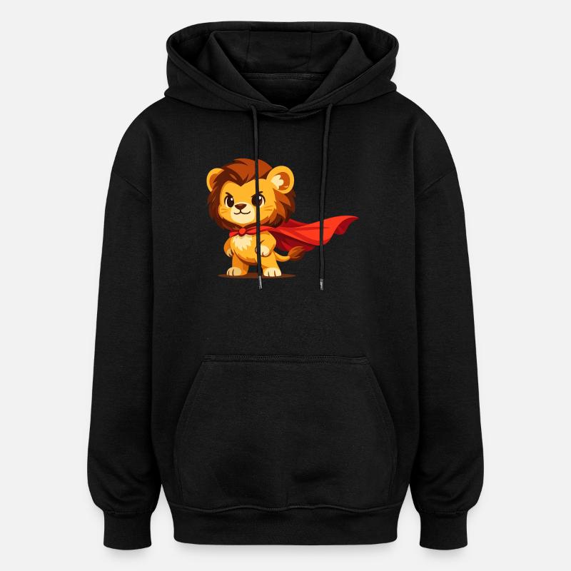 Miniheld Löwe – Kleiner Superlöwe - Sweat à capuche oversize unisexe - noir