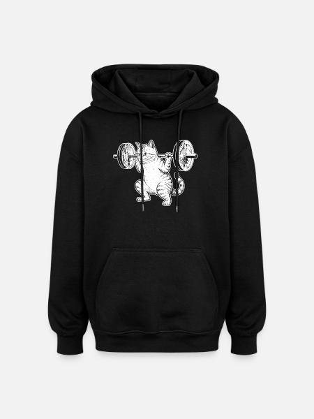 Cat Training Strength Lift - Oversized Unisex Hoodie - black