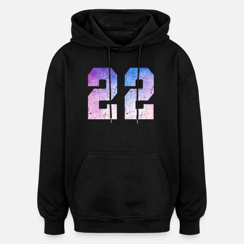numéro 22 – Cadeau anniversaire 22 ans - Sweat à capuche oversize unisexe - noir