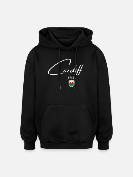 Cardiff Wales, elegant design Cardiff - Oversized Unisex Hoodie - black