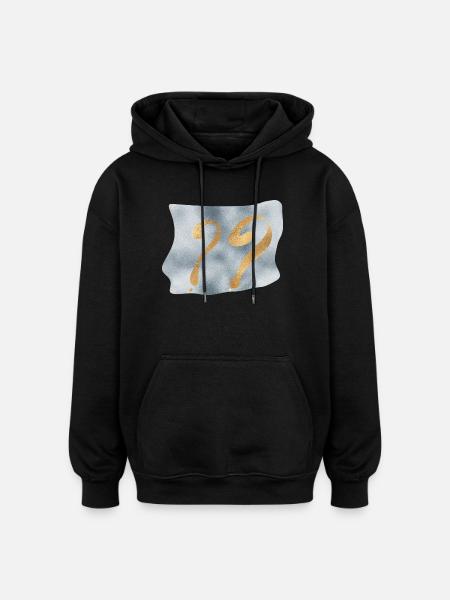 Golden question marks on blue - Oversized Unisex Hoodie - black