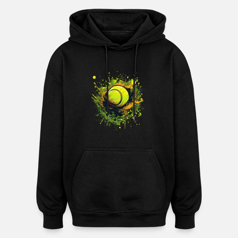 Balle de tennis - Sweat à capuche oversize unisexe - noir