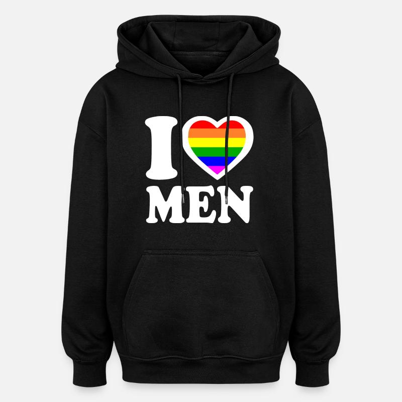 I love men - Sweat à capuche oversize unisexe - noir