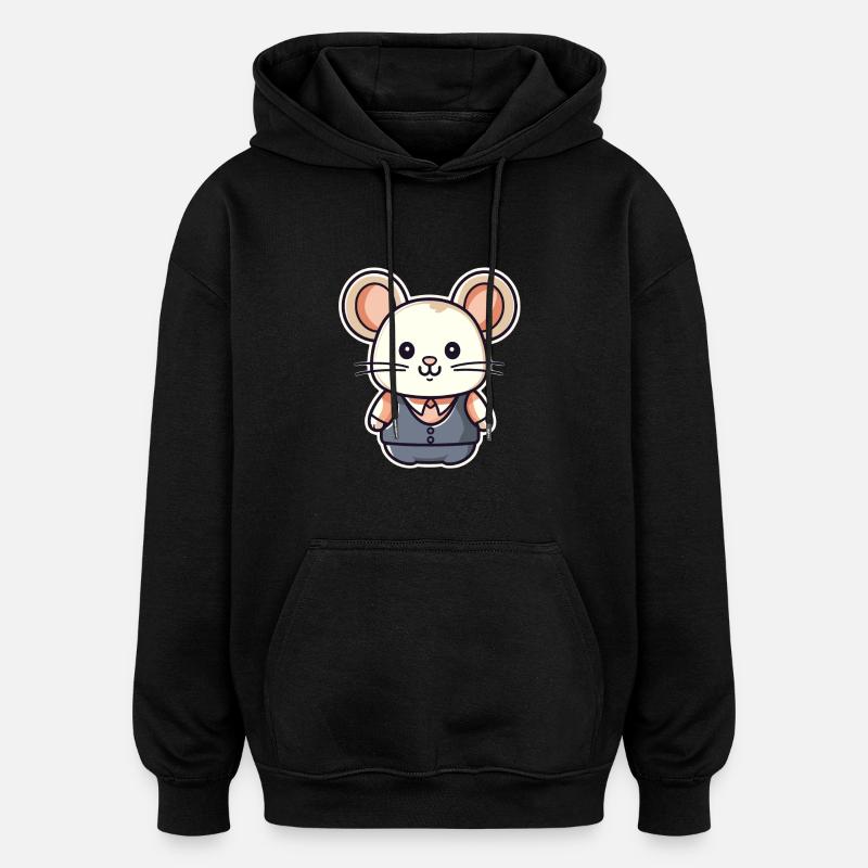 Maus - Kawaii Style - Oversized Unisex Hoodie - Schwarz